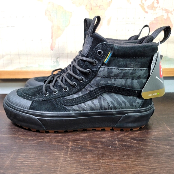 Vans Other - BRAND NEW Vans Sk8-Hi MTE-2 Waterproof Black Camo Suede Boot Mens 7.5 Womens 9.0
